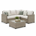 Set divano da giardino angolare 4 posti con tavolino 220 x 220 cm in rattan PE grigio beige