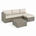 Set divano da giardino angolare 3 pezzi in rattan PE grigio con cuscini beige 186 x 136 x 65 cm