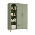 Armadio per cameretta a 2 ante con libreria e cassetto in MDF verde salvia 100 x 50 x 180 cm