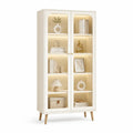 Vetrina da soggiorno a 2 ante in vetro temperato MDF bianco 80 x 35 x 180 cm